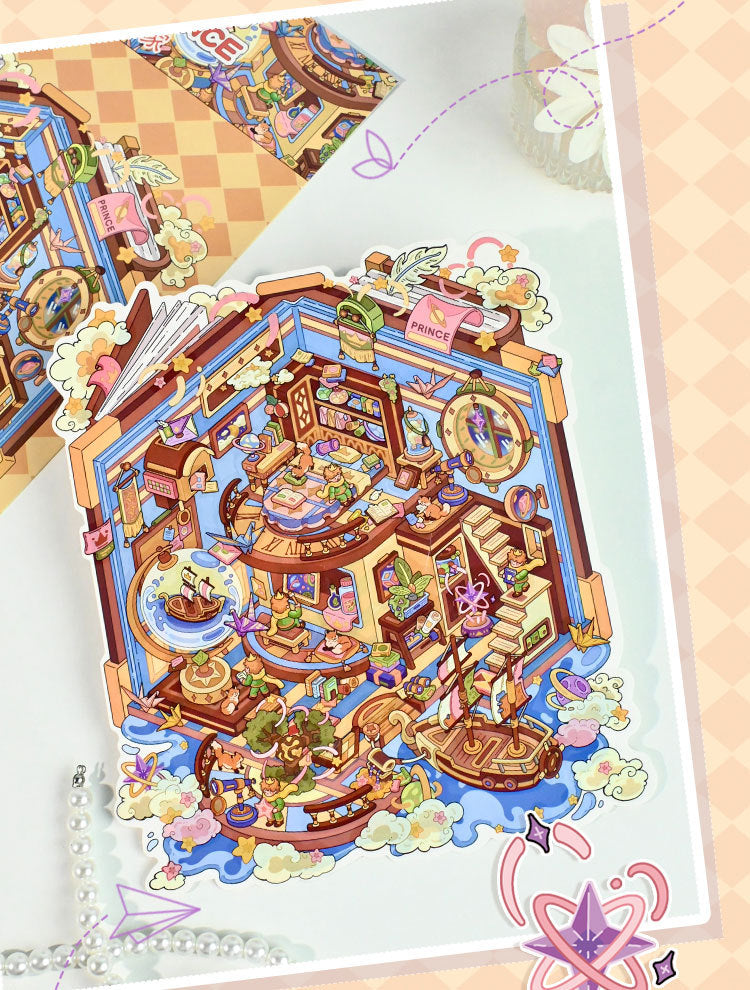 The Little Prince Geographer-DIY 3D Scene Sticker