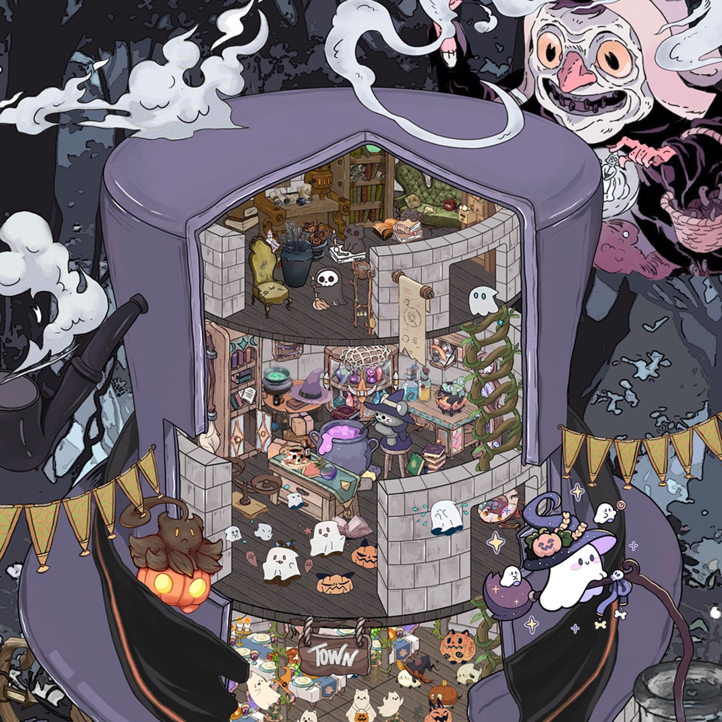 The Enchanted Night Carnival of the Magic Workshop-DIY 3D Scene Sticker