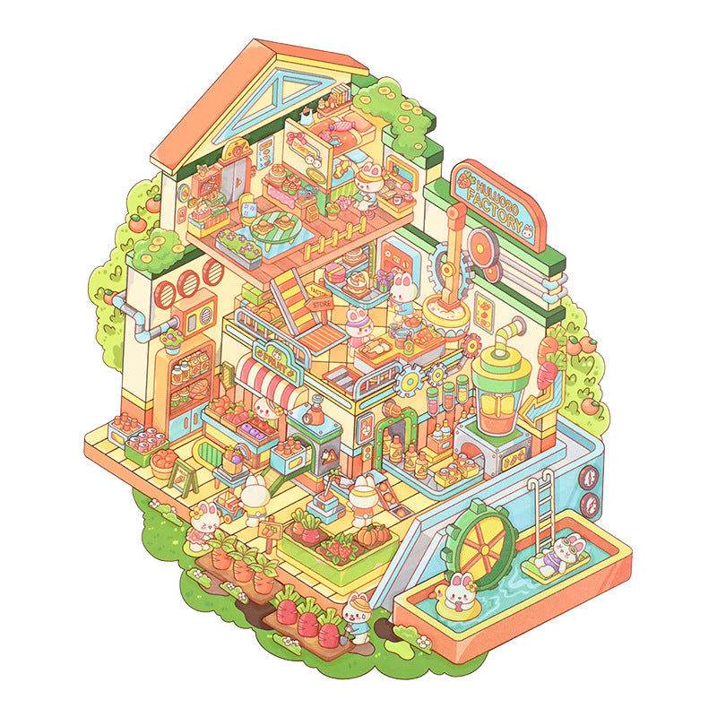 Bunny's Carrot Factory-DIY 3D Scene Sticker