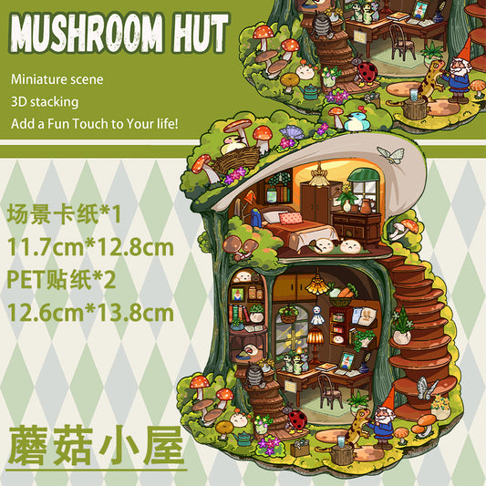 Mushroon Hut-DIY 3D Scene Sticker