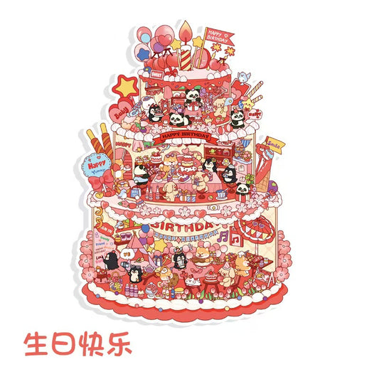 Happy Birthday-DIY 3D Scene Sticker