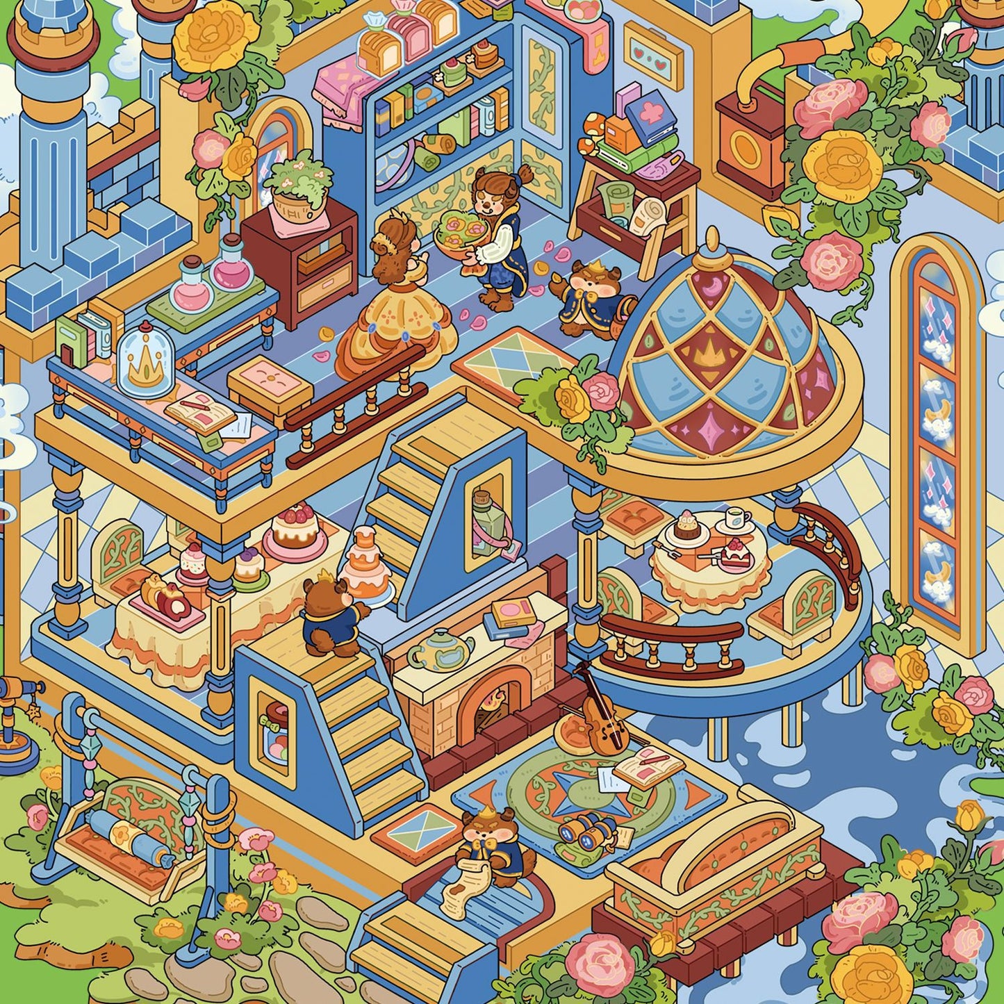 Beauty and the Beast-DIY 3D Scene Sticker