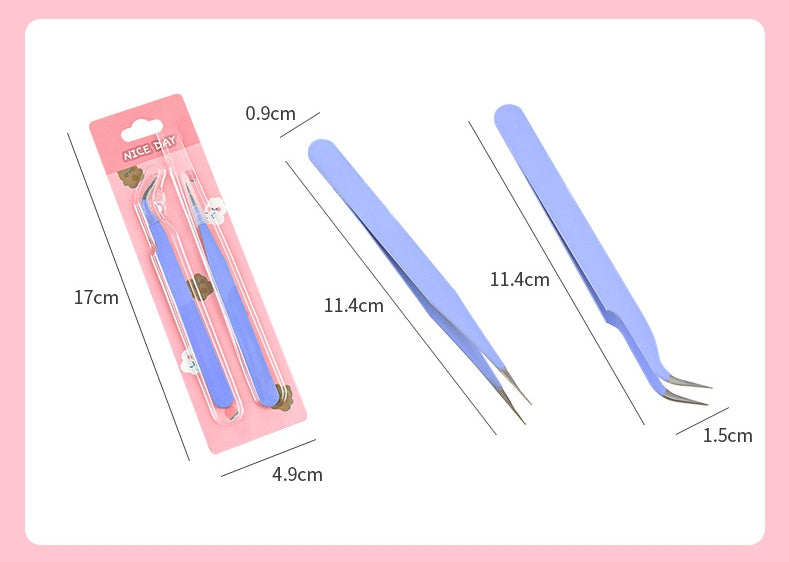Sticker Tool Tweezers Set, 2 Counts/set Multifunctional Stainless Steel Tweezers