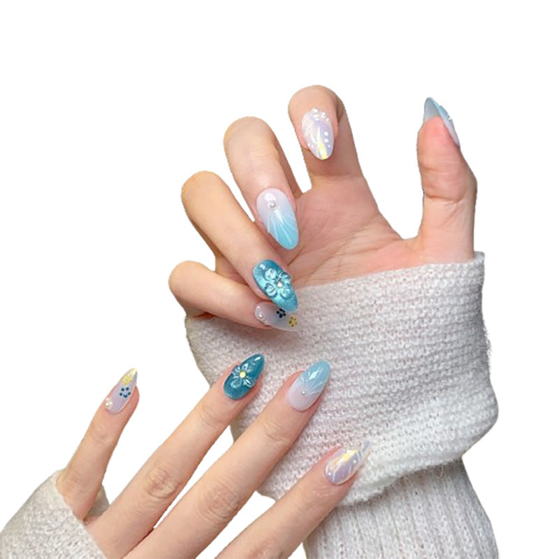 Sea Salt Bloom - Short Almond Press-on Nails