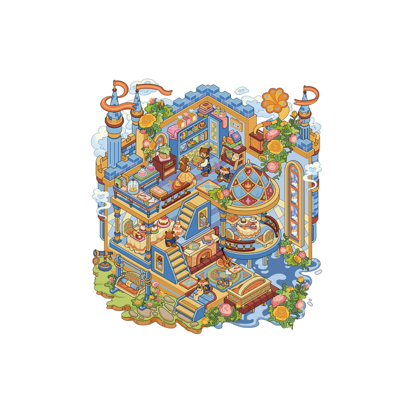 Beauty and the Beast-DIY 3D Scene Sticker