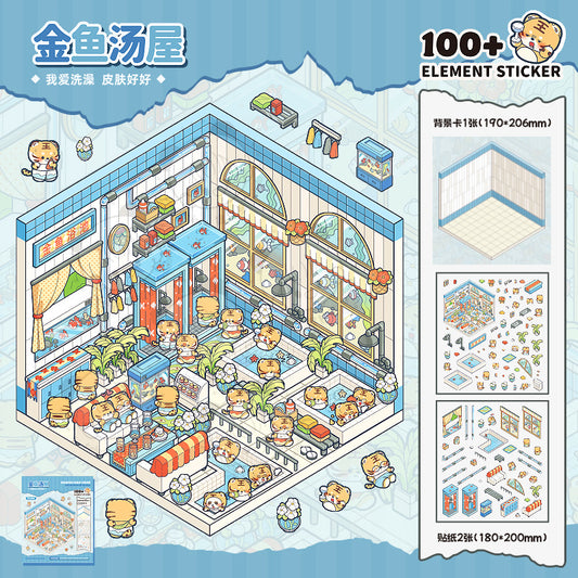 Goldfish Hot Spring House-DIY 3D Scene Sticker